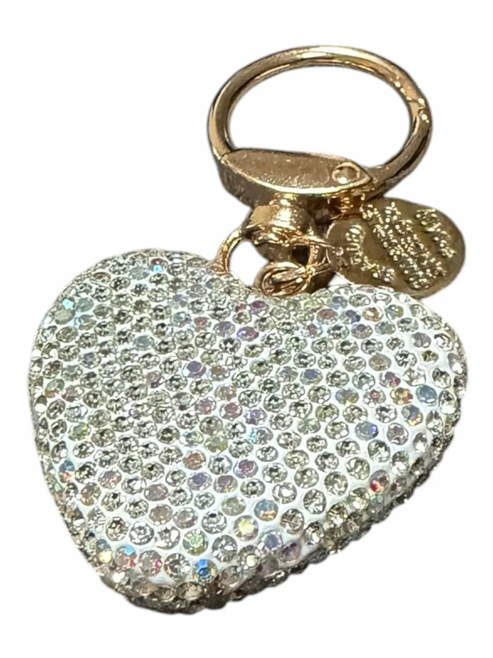 Crystal Heart Keychain Charm in Gold